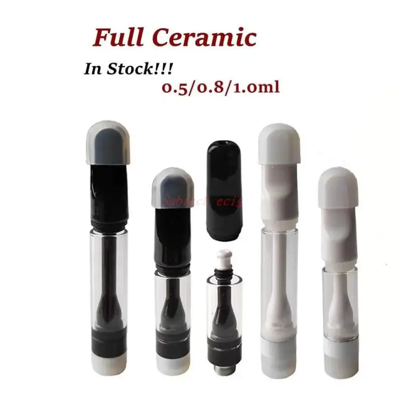 

10pcs Full Ceramic Vape Cartridge Vapes Pen Atomizer Lead Free 510 Thread Cartridges 0.5ML 1ML E Cigarettes Oil Vaporizer Pens