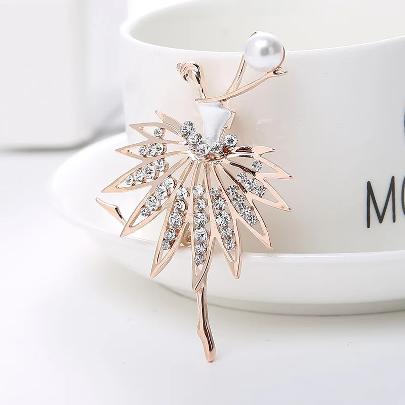 

Ballet Girl Pearl Brooch For Women Crystal Rhinestone Brooch Pin Accessories Girl Dress Clothes Bag Buckle Pins Brooches jewelry