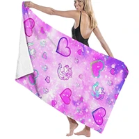 microfiber quick dry bath towel large beach blanket cover blanket pink love unicorn home bathroom outdoor travel fitness
