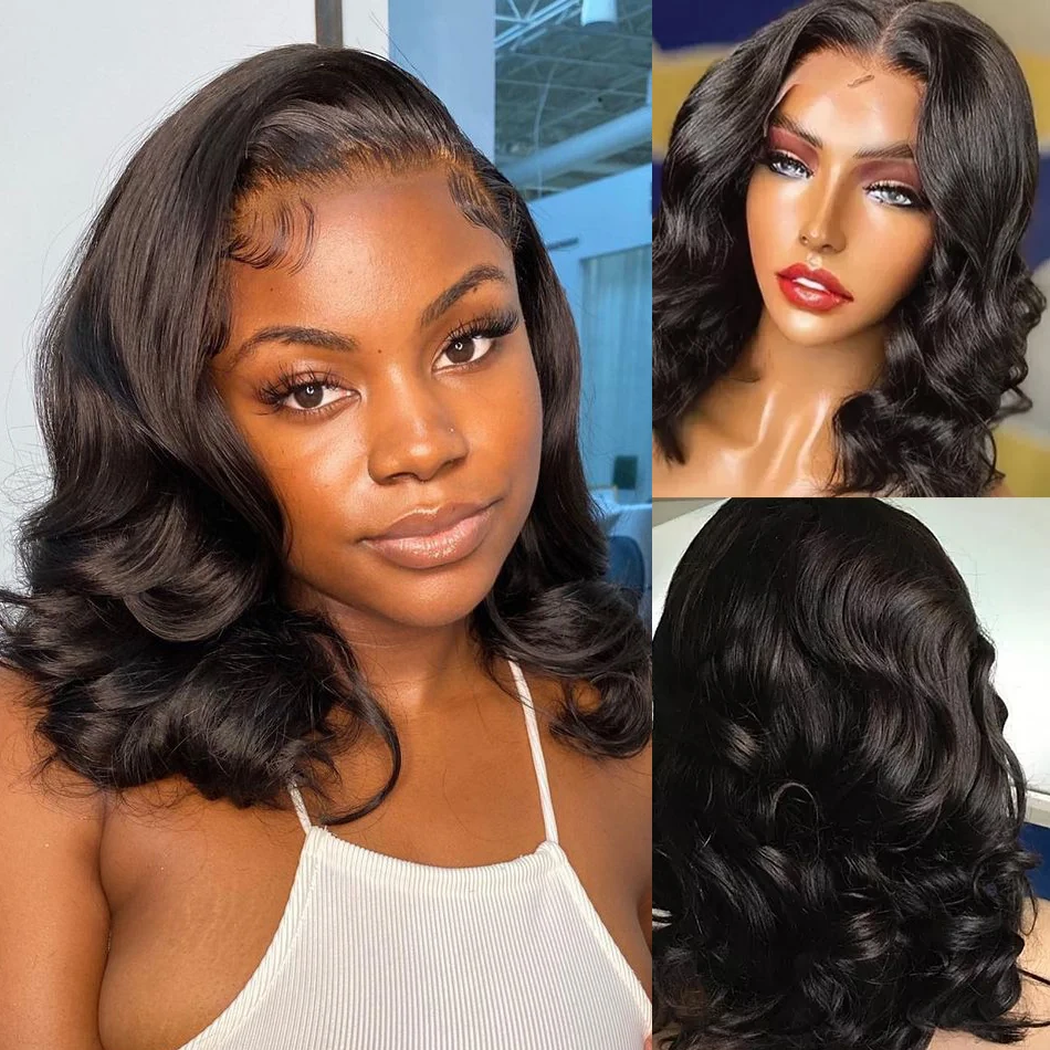 Scheherazade 4x4x1 Closure Wigs Body Wave Short Bob Wigs Loose Wave Lace Front Human Hair Wigs Brazilian T Part Lace Frontal Wig