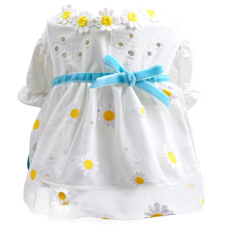 

Pet Dog Spring and Summer Princess Bubble Skirt Pet Clothes Hollow Dog Dresses with Flowers Vestidos Para Perritas