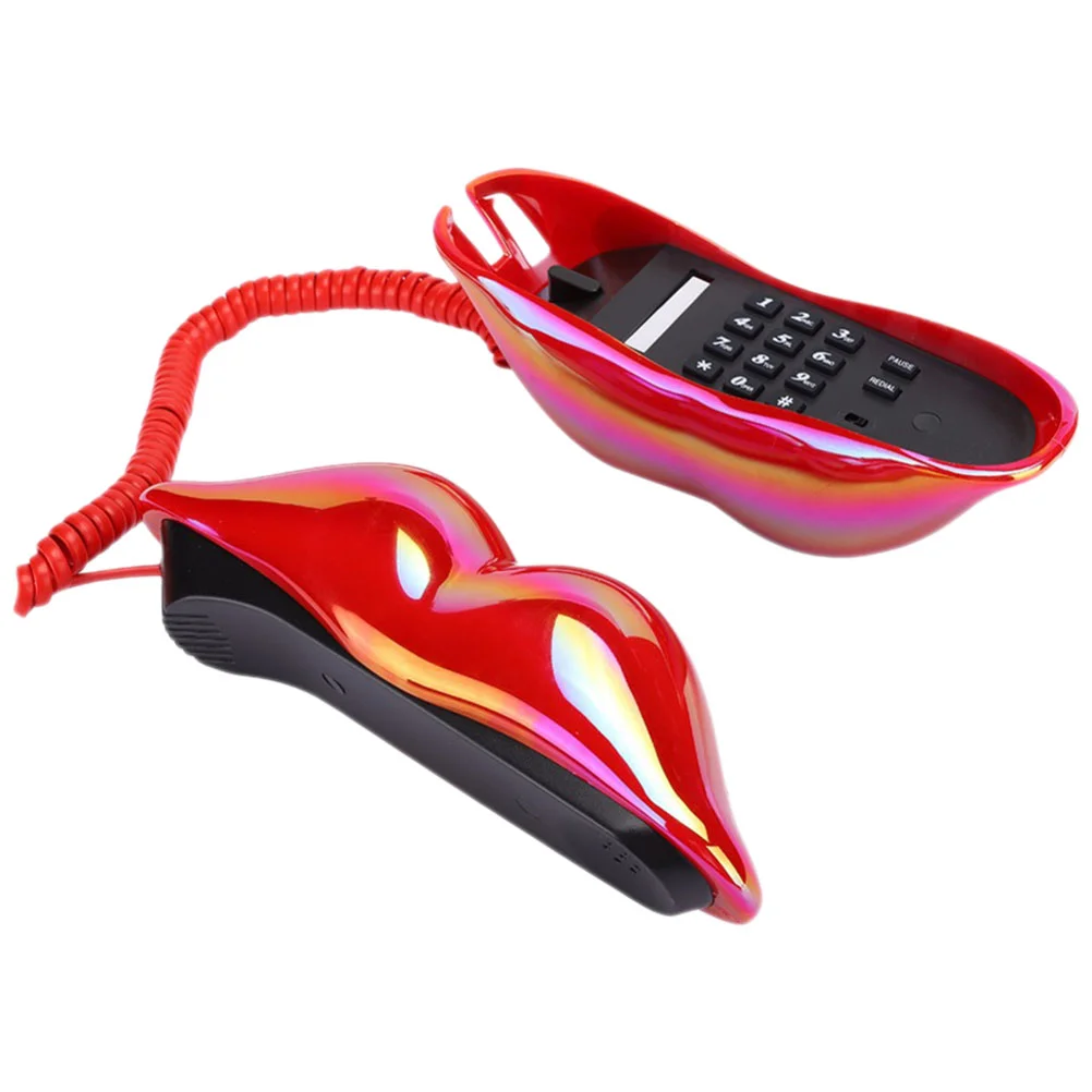 

Red Lip Lips Ornament Landline Mouth Corded Telephone Creative Tabletop Dial Telephones Adore Novelty Decor Wired Shaped