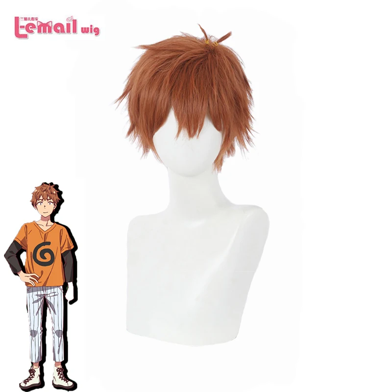 

L-email wig Kanojo Okarishimasu Kinoshita Kazuya Cosplay Wig Brown Color 32CM Short Wigs Heat Resistant Synthetic Hair