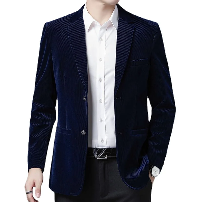 

Boutique European Plus Size Men's Suit Fashion Business Italian Style Gentleman Elegant Dress Corduroy Slim Casual Dress Blazer