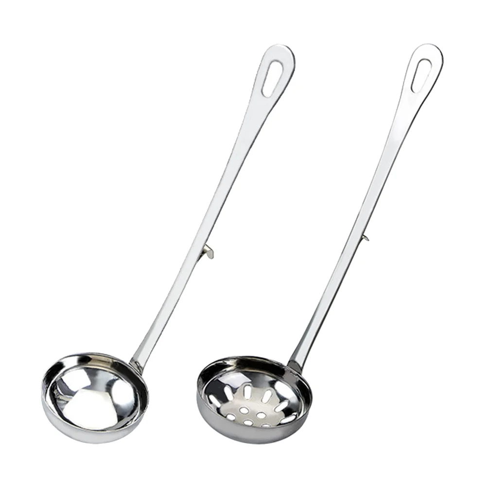 

2 Pcs Stainless Steel Scoop Soup Ladle Skimmer Strainer Hot Pot Spoon Filtering Ladle Colander Spoon Kitchen Cooking Utensils