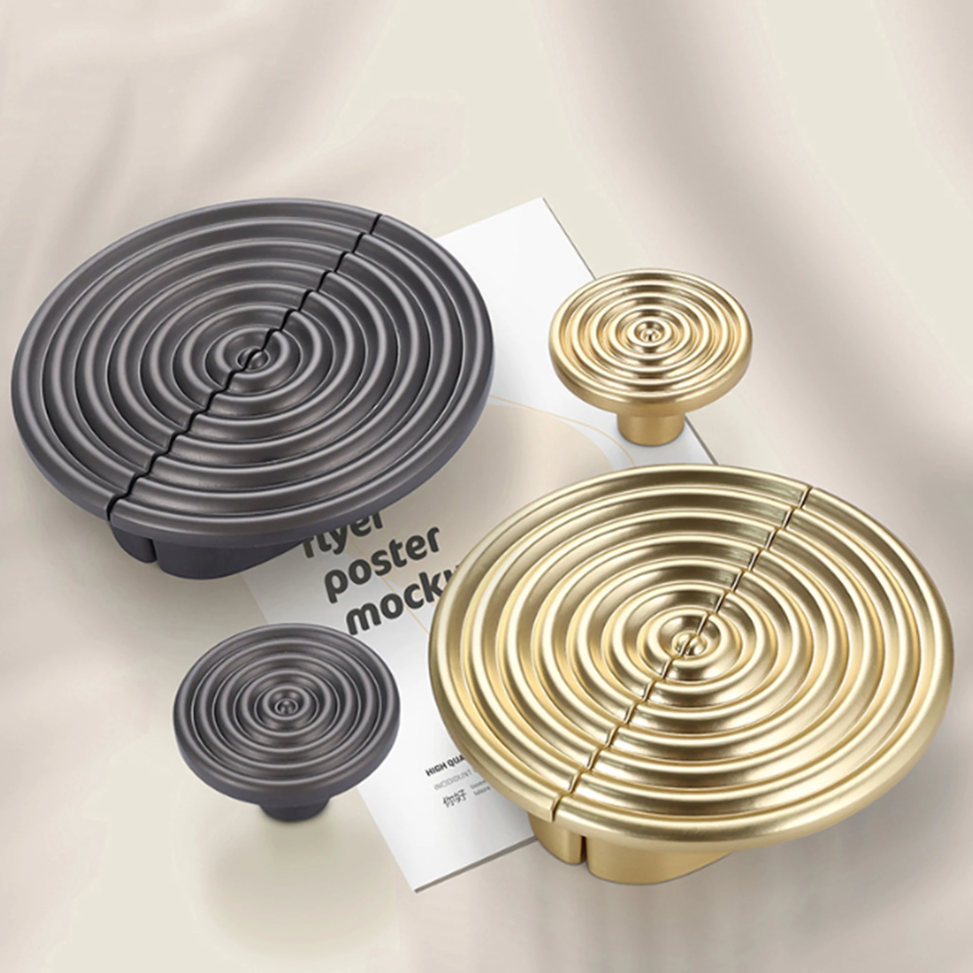

MFYS Semicircle Cabinet Handles Thread Shape Gold Brushed Furniture Handle Hardware European Wardrobe Pulls Dresser Door Knobs