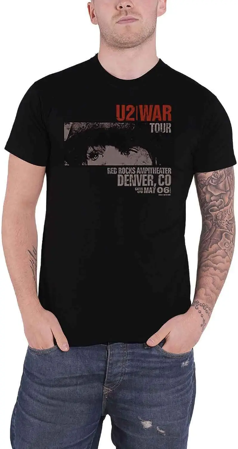 Футболка U2 War Red Rocks Live Band Logo Официальный мужской винтажный черный размер