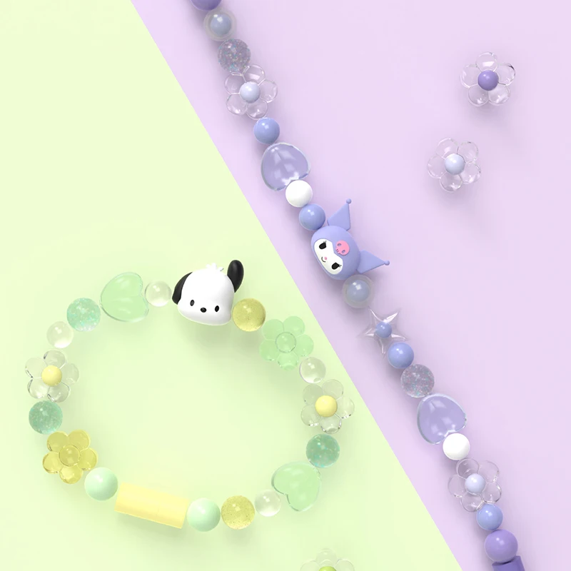 

Kawaii Anime Sanrio Kuromi Bracelets Jewelry Cute Cartoon Character Girly Heart Pochacco Portable Data Cable Toys for Girls