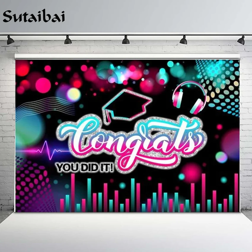 

Congratulatios Graduation Class of 2022 Photography Backdrop Music Party Congrats Grad Background Photo Studio Photographic