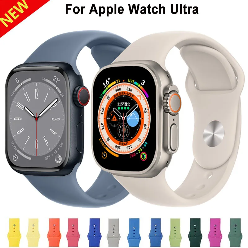 

Ремешок силиконовый для Apple Watch Band 49 мм 44 мм 40 мм 42 мм 41 мм 38 мм, спортивный браслет correa iwatch series 6 SE 4 3 7 8 45 мм ultra 49 мм