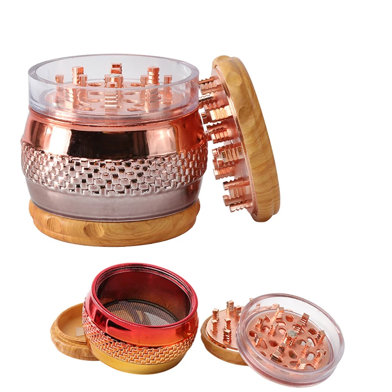 

4 Layer Herb Tobacco Grinders for Smoking Drum Style Mesh Crucher Zinc Alloy 70mm Diameter Mills Cigarettes Accessorries