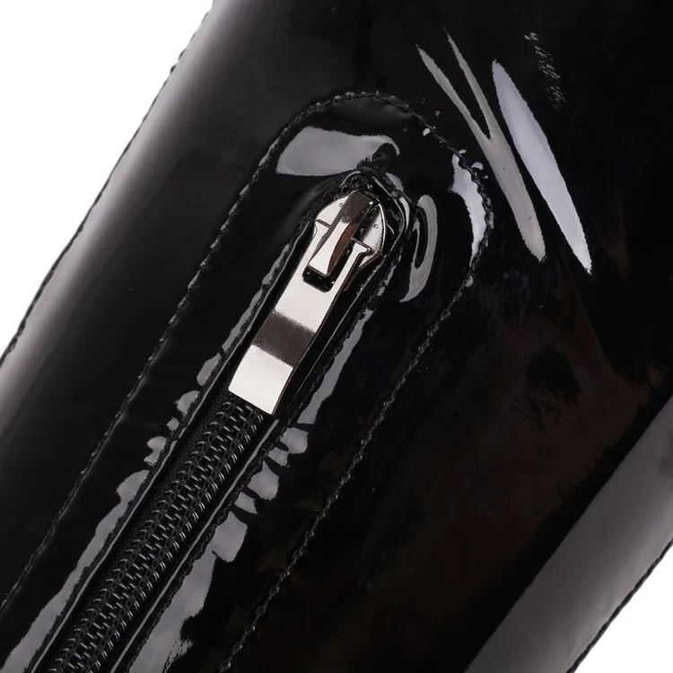 Black Thick Heels Elastic Micro Knee High Boots For Women Punk Style Autumn Winter Chunky Platform High Boots Party Shoes Ladies