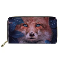 floral fox style pattern card bag lightweight capacity long coin purse high quality reusable female zipper wallet