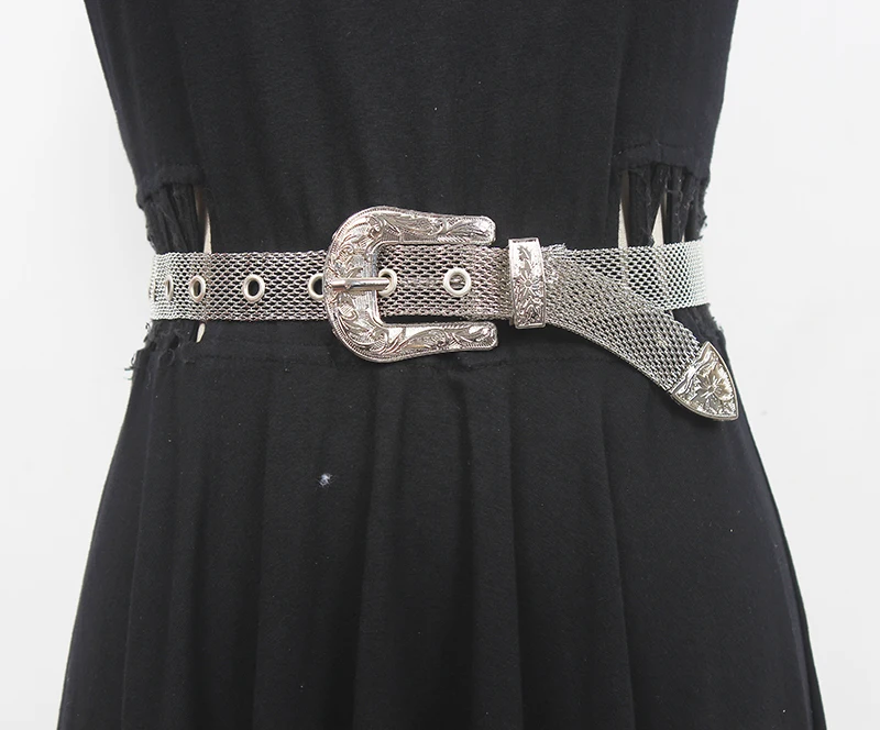 Metal wide belt men and women retro self-defense belt whip multi-functional belt decoration belt skirt accessories summer