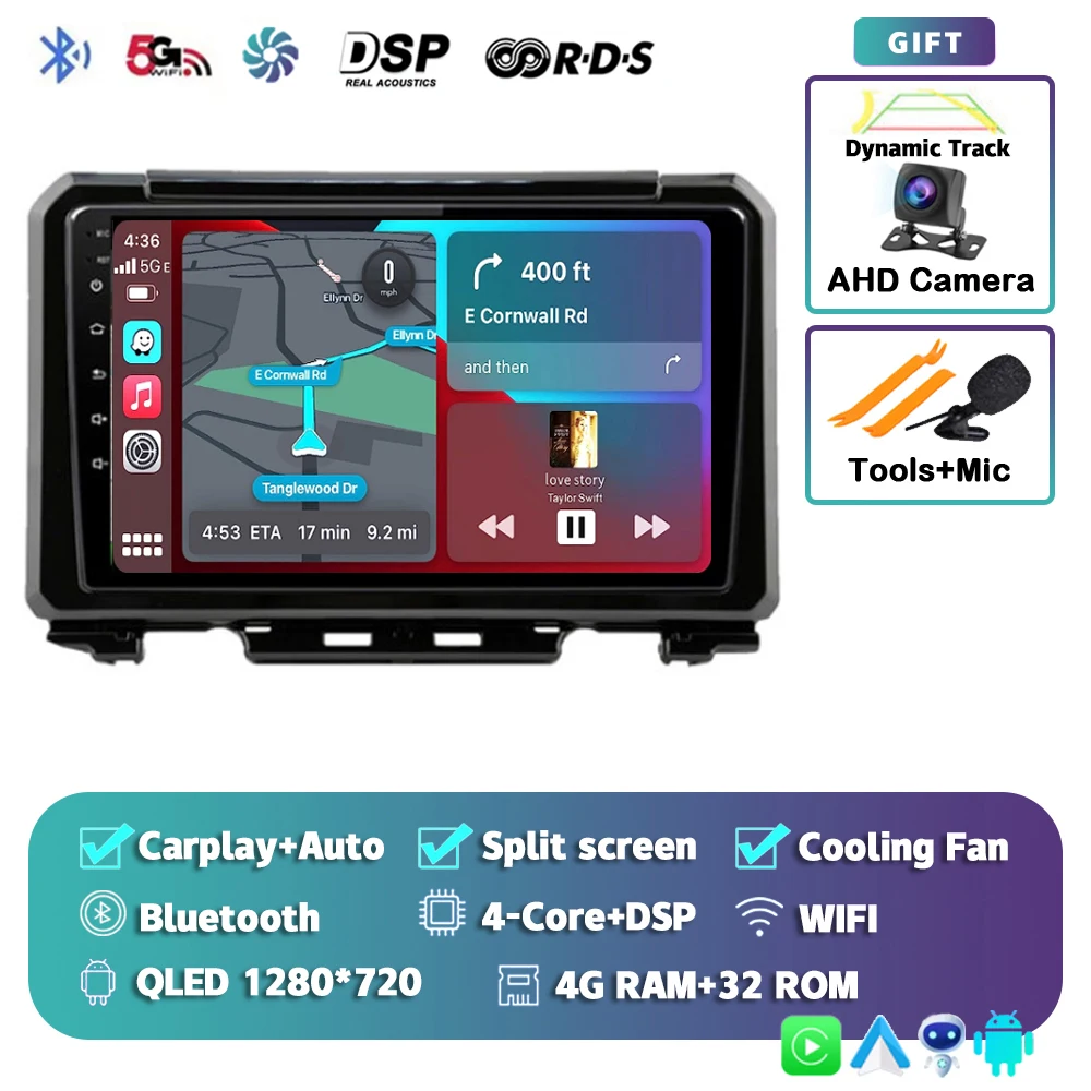 

Автомобильное радио Android 13 Carplay для Suzuki Jimny 2018 2019 2020, мультимедийный видеоплеер, GPS-навигация, DSP, 2Din, DVD, стерео, 4G