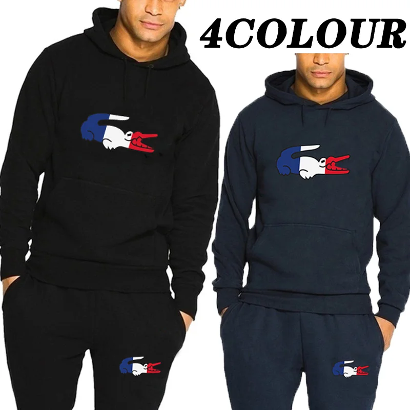 

Мужской спортивный костюм из двух предметов, кофта с капюшоном и штаны, повседневная одежда для осени, 2022