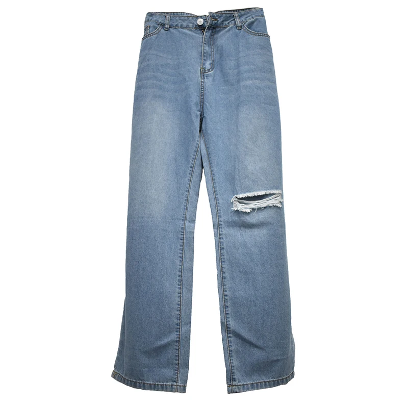 Джинсовые рваные джинсы женские штаны карго в винтажном стиле с завышенной