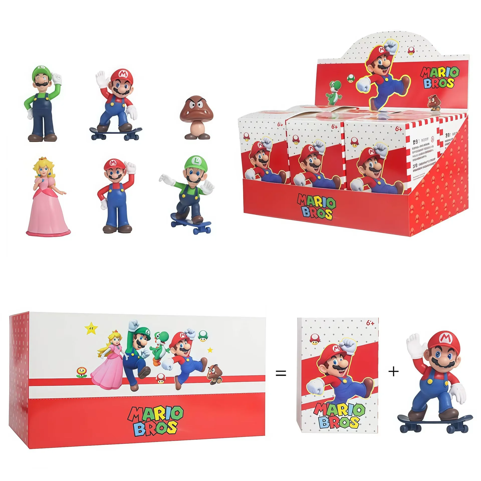 Фото Коллекционные фигурки Bandai Hot Super Mario Bros: Луиджи, Йоши, Марио — креативные аниме-игрушки для подарка на Рождество №2