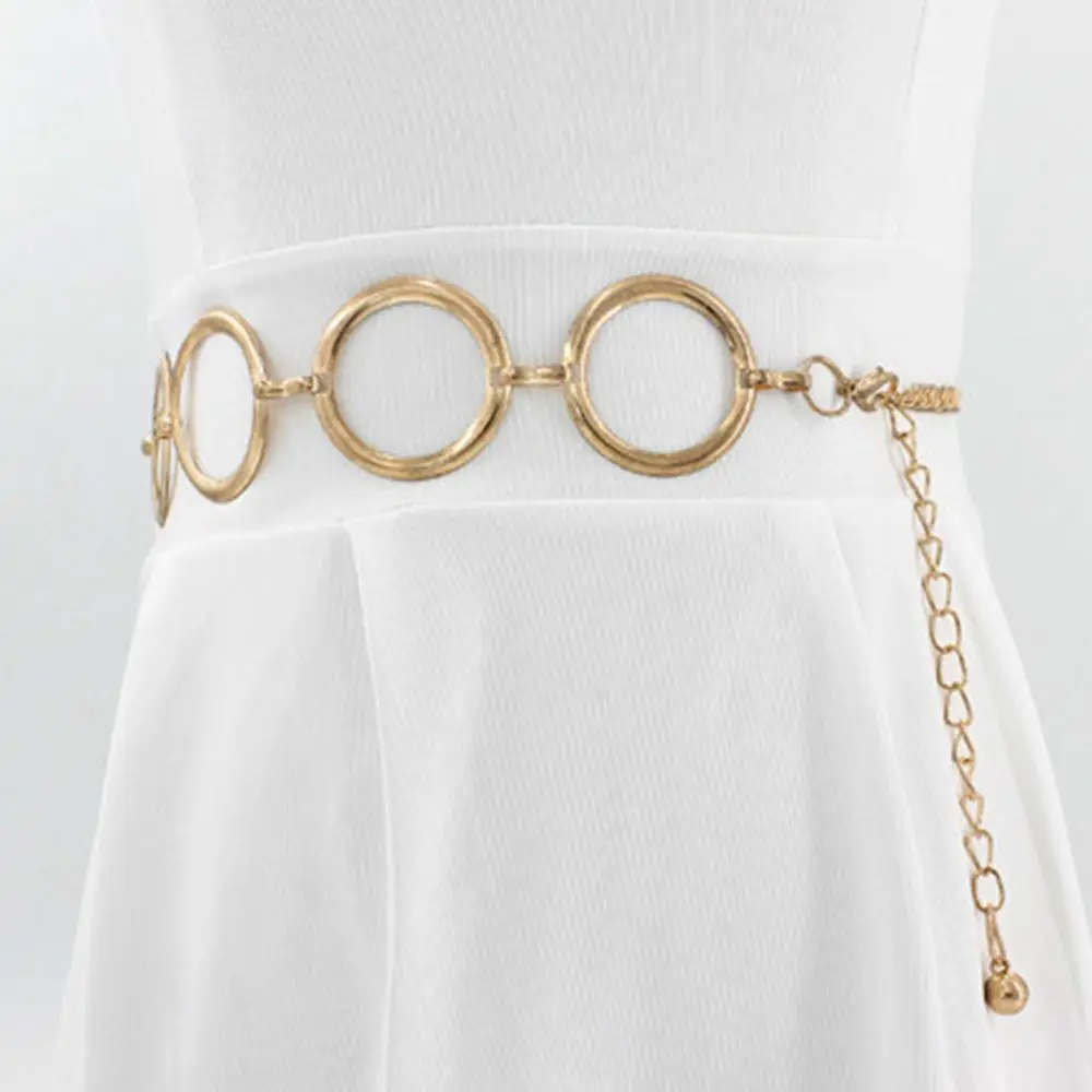 

Elegant Charming Round Circle Big Round Dress Decor Accessories Waist Decor Waist Chain Alloy Chain Metal Belts