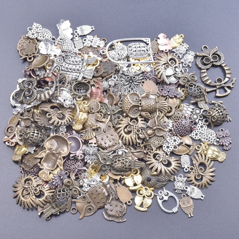

Mix Color Random Vintage Metal Animal Owl Charms кулоны Pendant For Tibetan Necklaces Keychain Jewelry Making Parts Accessories