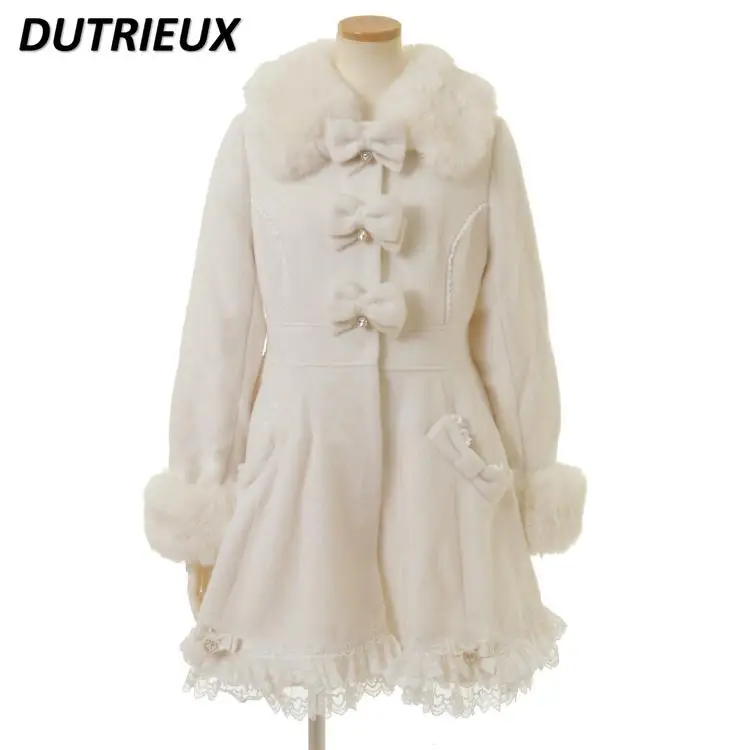 Японская зимняя серия Explosion Mine Mass Production Куртка с меховым воротником и бантом