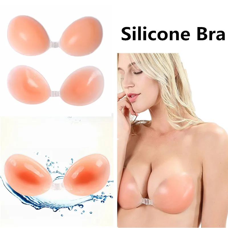 

4 Sizes A-D Cup Sexy Women Summer Lady Beach Wedding Deep-V Underwear Silicone Bra Self-Adhesive Strapless Gel