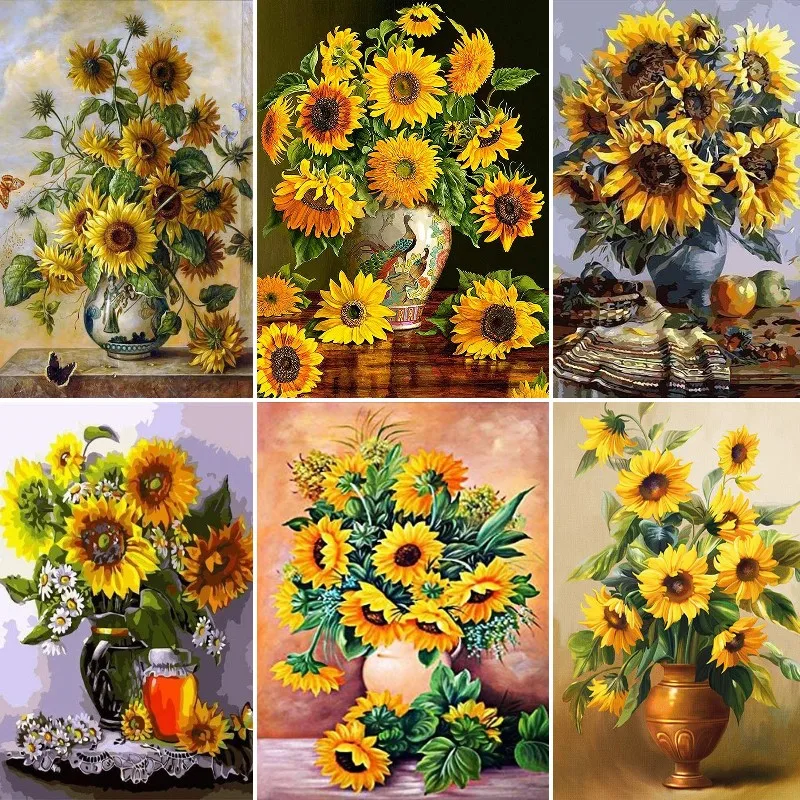 

Diamond Painting 5d Diy Flower Mosaic Cross Stitch Kit Sunflower Vase Diamond Painting Home Decoration Wall Decoration Gift