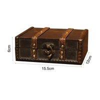 retro wood bracelet hair clip trinket case wooden vintage lock treasure chest jewelry storage box case organizer large capacity