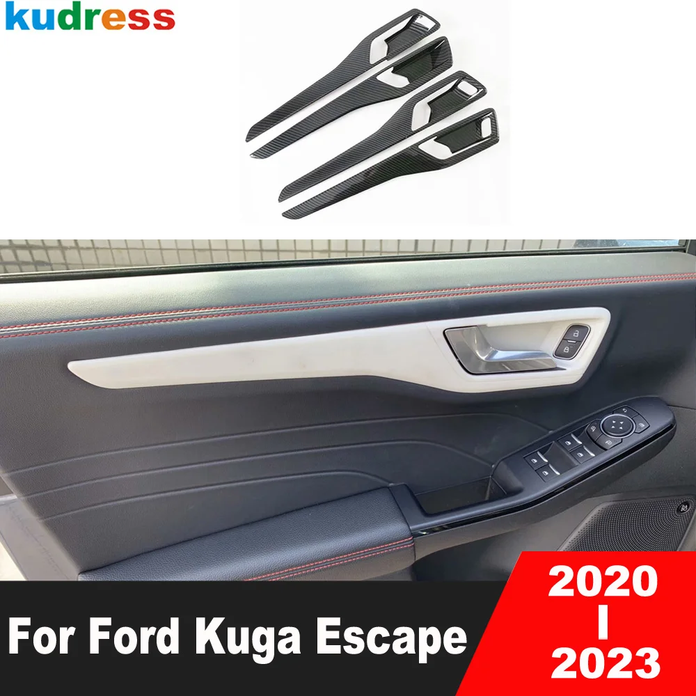 

Внутренняя дверная ручка автомобиля, крышка чаши, отделка для Ford Kuga Escape 2020 2021 2022 2023, молдинги из углеродного волокна, аксессуары для интерьер...