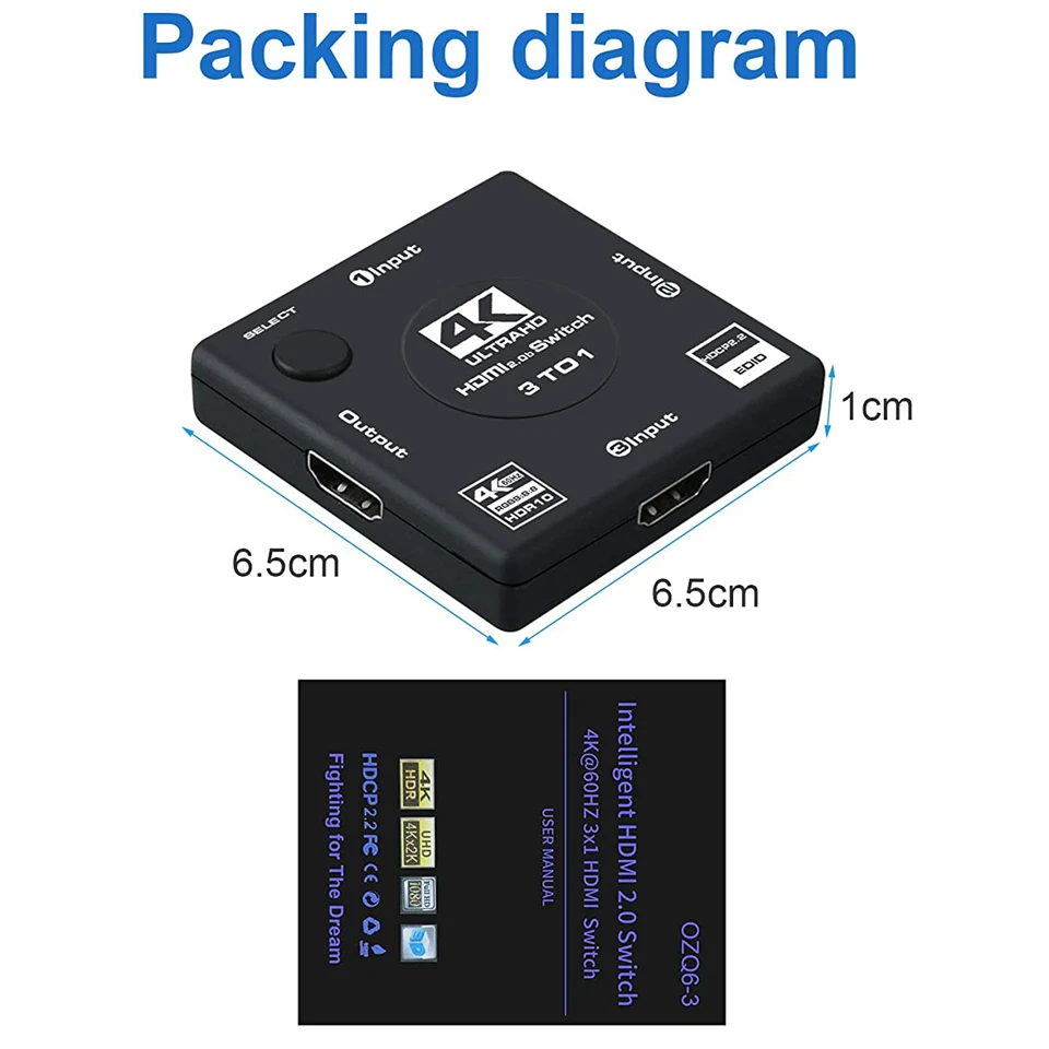 Лучший HDMI коммутатор 2020 4K 60Hz 3 порта переключатель адаптер в 1 выход 2 0 конвертер