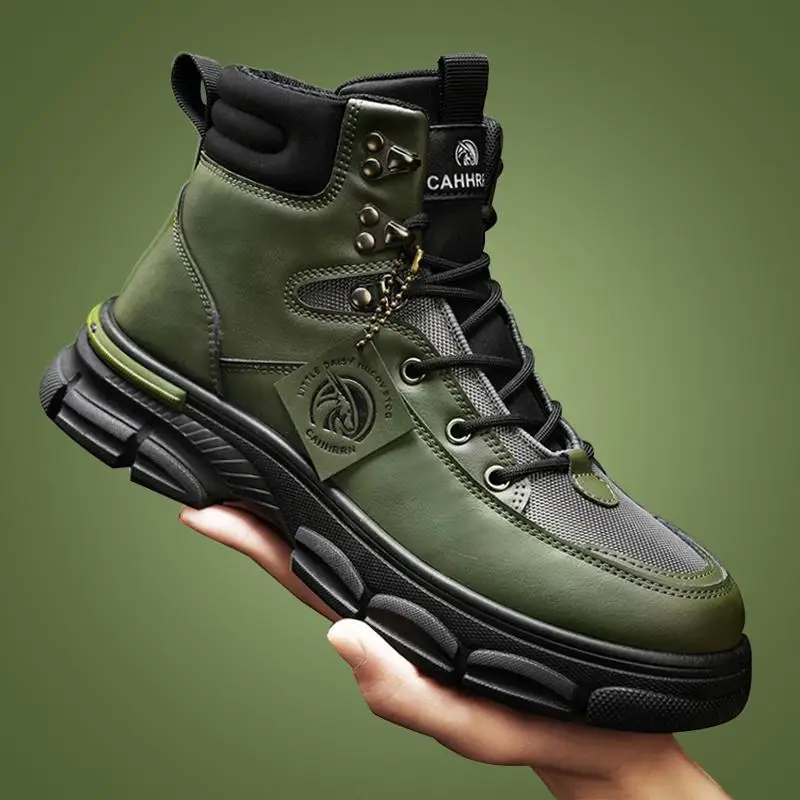 

Men's Shoes Autumn Thick Bottom Work Wear Welder High Heel Wear-Resistant Men's Labor Protection Fashion Shoes 2023 New Martin B