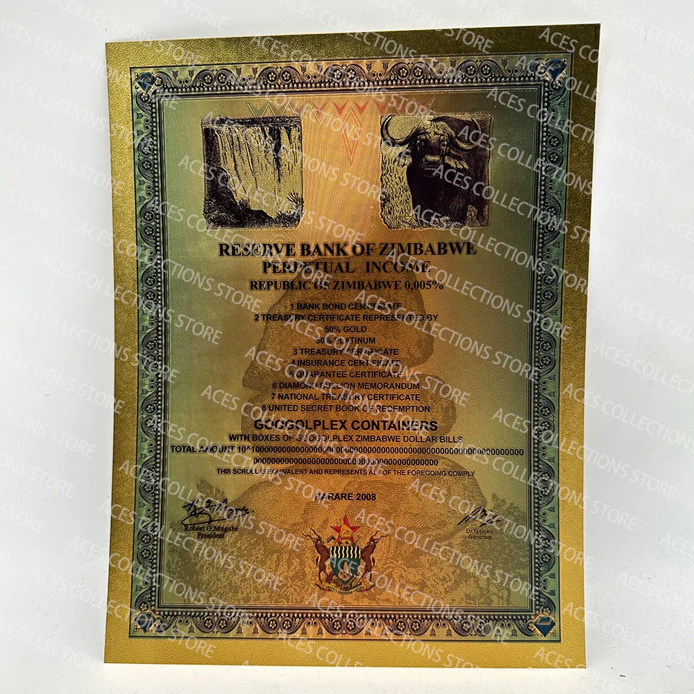 Зимбабве Googolplex контейнеры золотые банкноты 2008 лет Африка UNC Банкноты сертификат