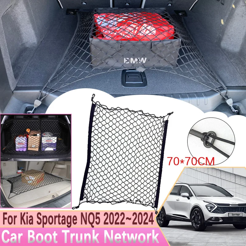 for Kia Sportage NQ5 5 Accessories 2022 2023 2024 Car Boot Trunk Network Hooks Mesh Net Cargo Organizer Storage Car Accessories