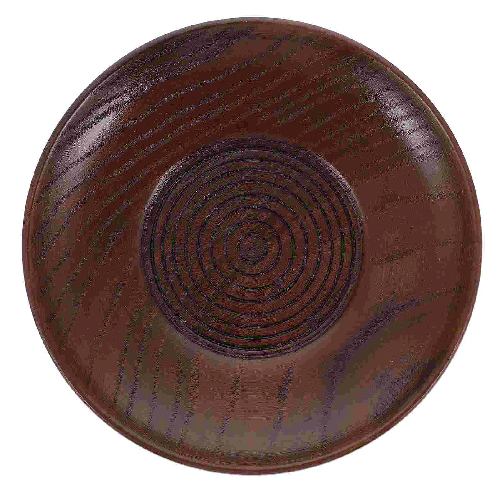 

1pc Round Wood Snack Plate Food Plate Home Storage Plate (Brown)