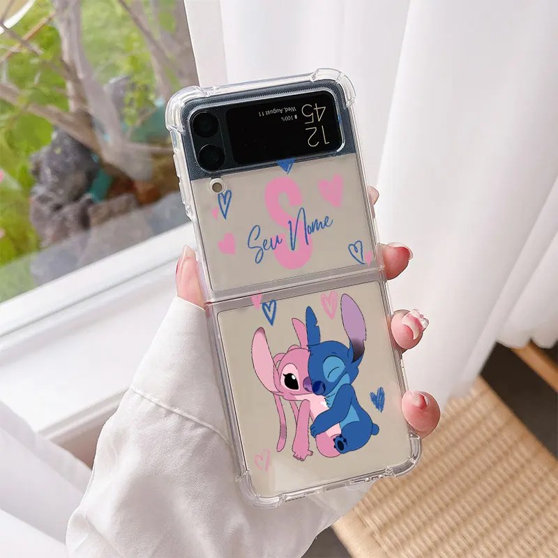 

Phone Case for Samsung Galaxy Z Flip 5G Z Flip 4 Z Flip 3 ZFlip4 Flip3 ZFlip3 zflip Airbag Lilo Stitch Cartoon Angel Bumper Soft