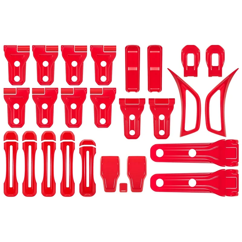 

Full Set Exterior Decoration Trim for Jeep Wrangler JL JLU 2018-2022 Door Hinge Handle Engine Hood Hinge, Red 26PCS