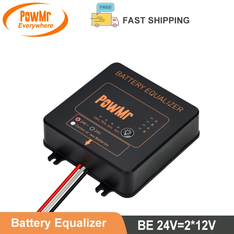 PowMr  Battery Equalizer used for the 12V Gel/Flood/AGM Lead Acid Batteries for 2 X 12V Protect the Solar Battery System