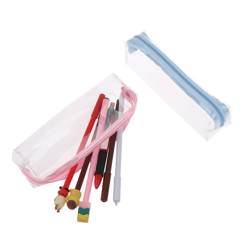 

New Simple Transparent Pencil Case Cosmetic Storage Bag Clear Zipper PVC Makeup Pouch Portable Travel Toiletries Handbag