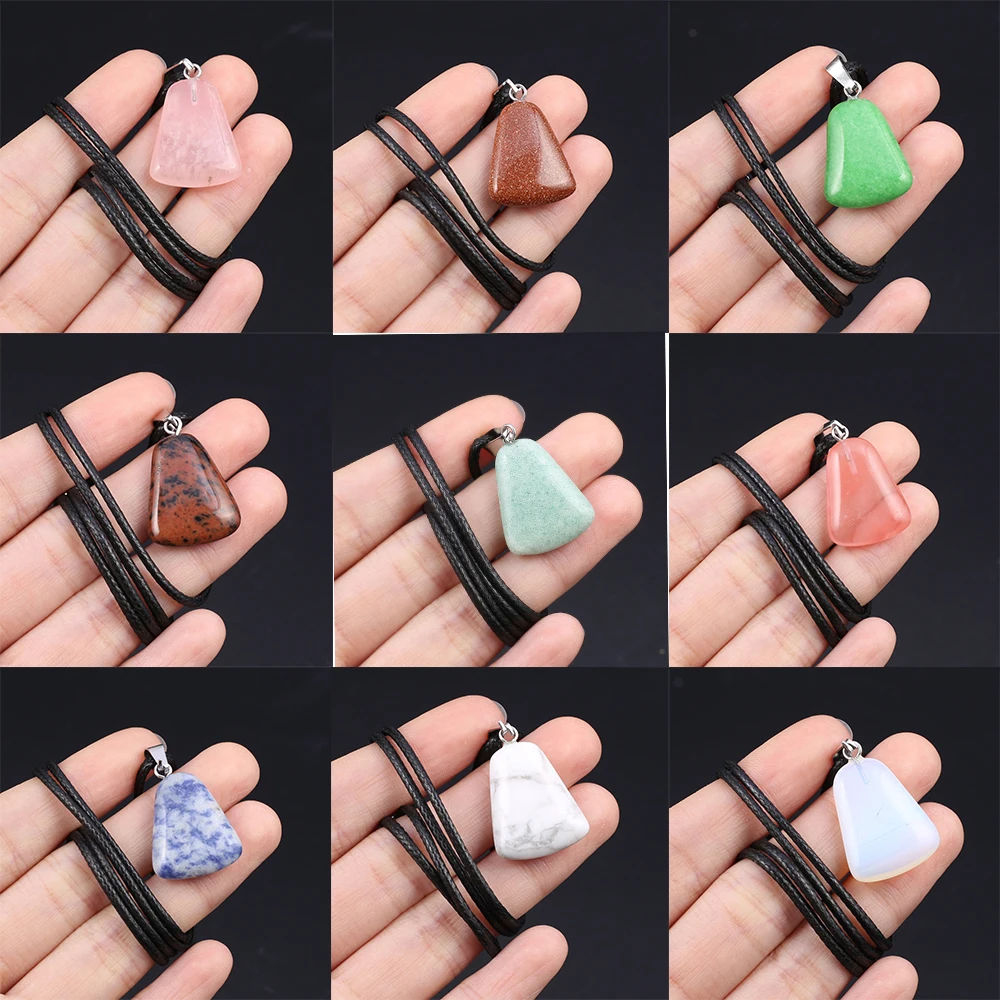 

Natural Stone Necklace Pendant Trapezium Gemstone Exquisite Accessories Women Personality Necklace Girls Wedding Party Jewelry