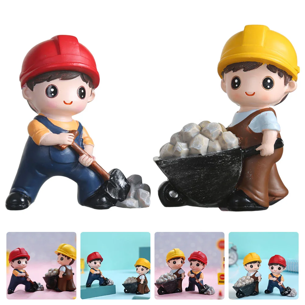 

2Pcs Cake Tops Decorations Creative Boy Cake Ornaments Resin Desktop Decors