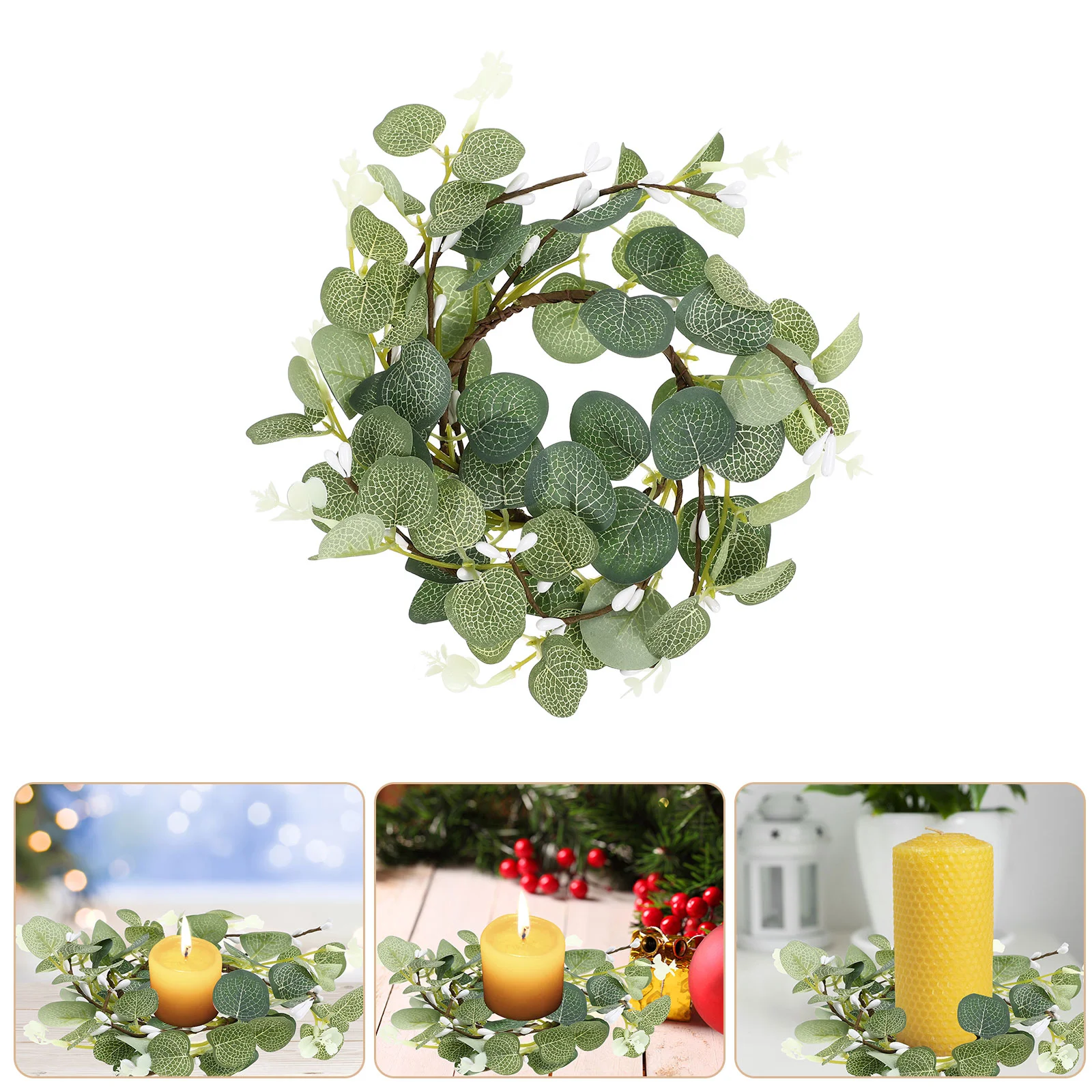 

2 Pcs Front Door Summer Wreath Olive Leaf Festival Decor Small Supply Berries Made Stone Powder Work