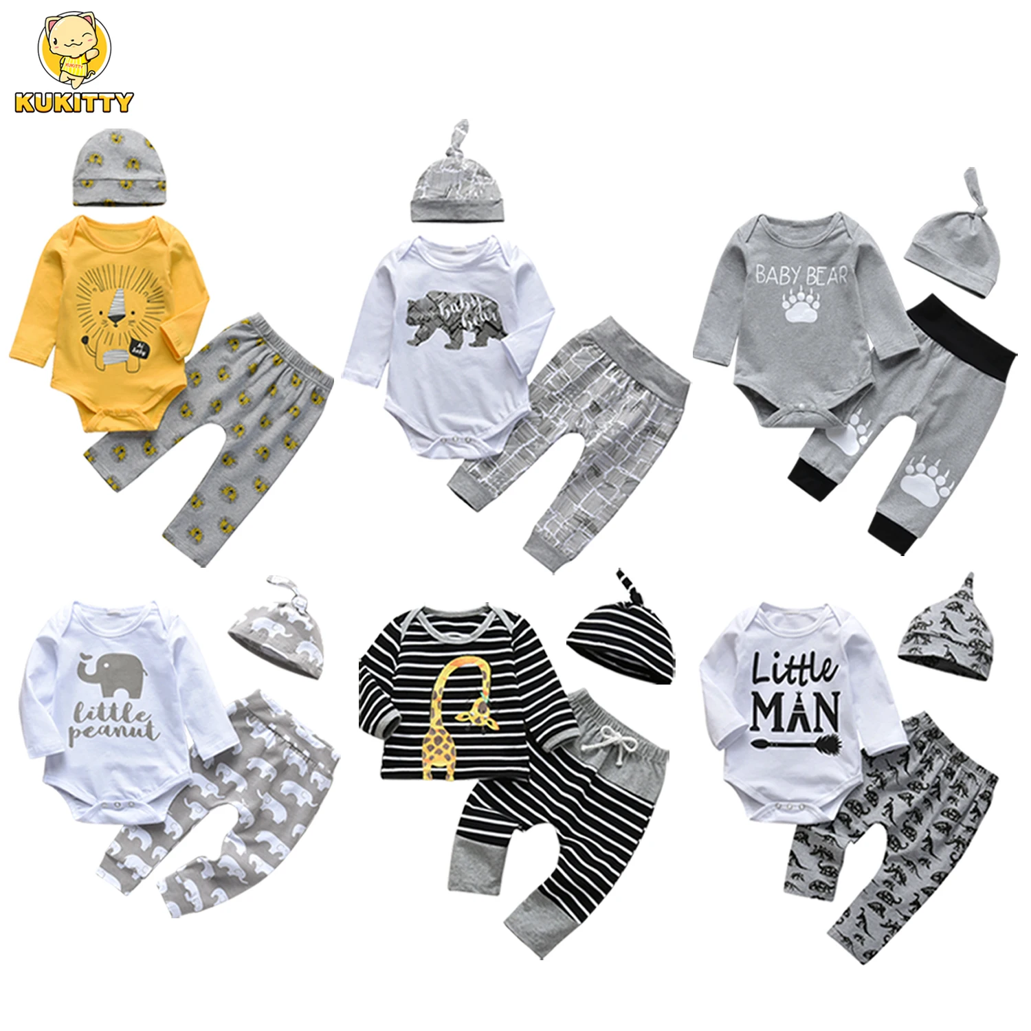 Комбинезон детский хлопковый с длинным рукавом и шапочкой 3 шт. |