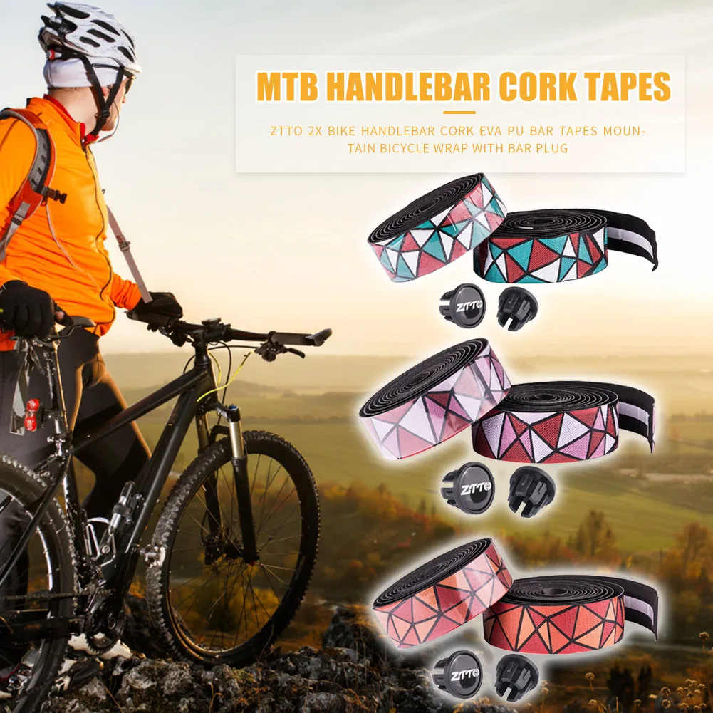 

2pcs Road Bike Handlebar Cork Bar Tapes with 2 Bar Plug Bicycle Soft EVA PU Wrap Shockproof Belt Cycling Equipment