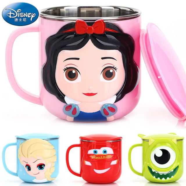 Disney Cartoon 3D Milk Cup Mickey Frozen 300ML Creative Drink Water Drinkware Juice Cup Mickey Stainless Steel Mugs For Children