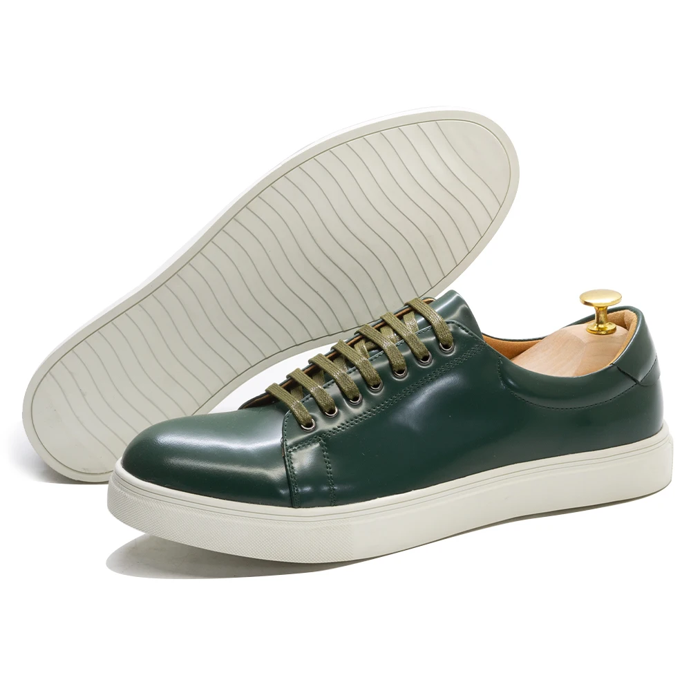 Spring Autumn Man Causal Shoes Real Patent Leather Classic Lace Up Street Shopping Flat Fashion Derby Shoes for Men Sneakers