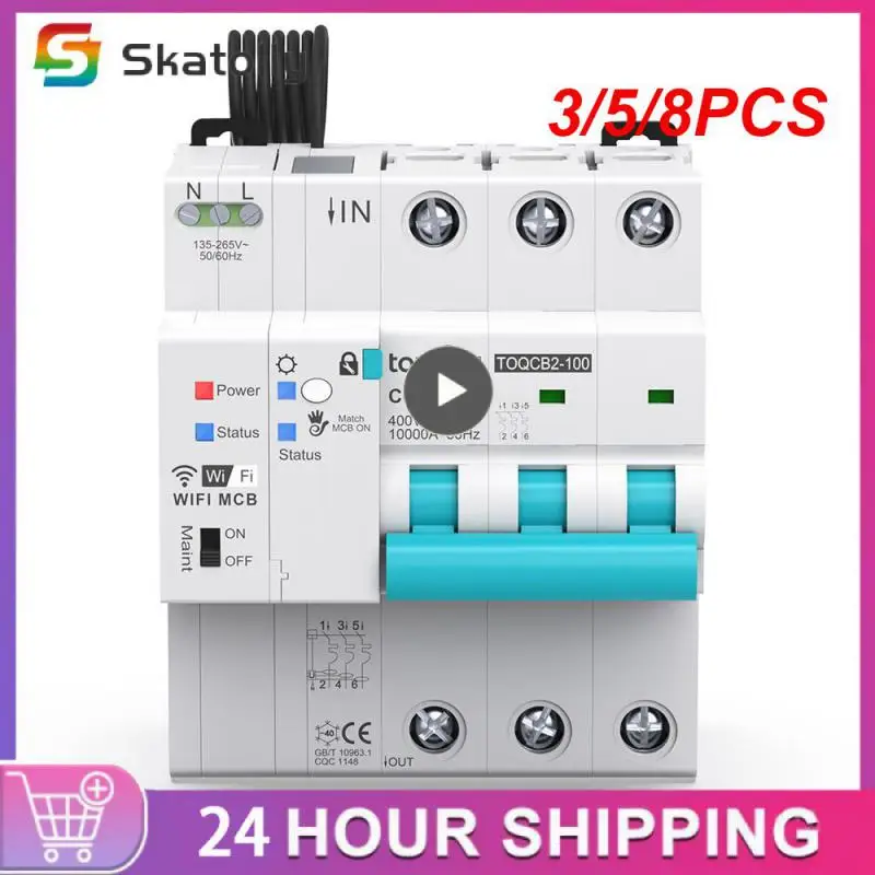 

3/5/8PCS Timer Wireless Automatic Mcb Wifi Smart Reclosing Switch 3p 63a Measurement Circuit Breaker Smart Life Tuya Smart