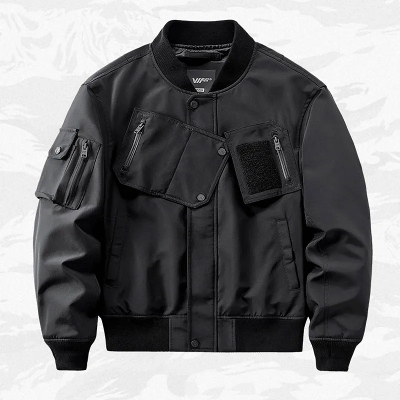 

Black Oversized Hip Hop Bomber Jackets Multi Pockets Streetwear Harakuju Outwear Coats For Male Patchwork Loose Fit