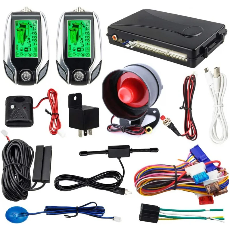 

SPY 2 Way car Alarm System with PKE Passive keyless Entry Rechargeable LCD Pager Display & Remote Trunk Release DC12V
