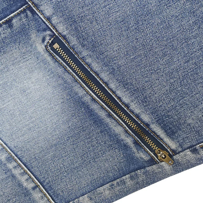 Skinny Jeans Mens Street Hip Hop Jeans Fashion Slim Jeans with Zipper Men Straight Denim Casual Trousers Trendy Biker Pants