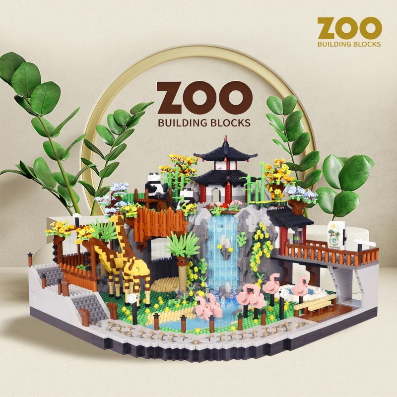 

5000PCS Micro Particle City Street View Rainforest Panda Animal Zoo Building Blocks Kids Assemble Bricks Toys Boy Gift